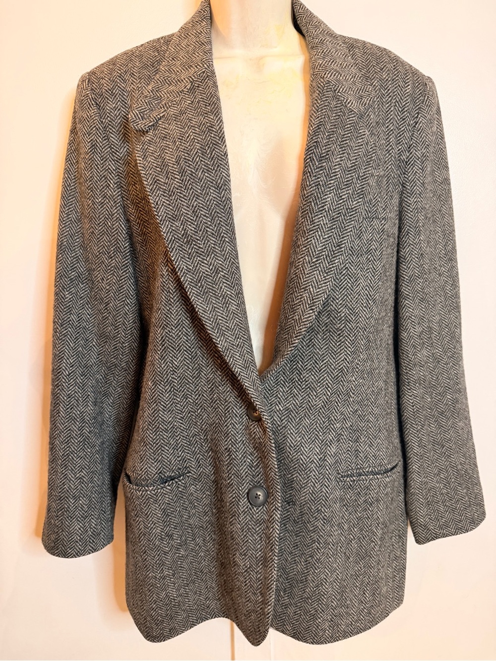 Vintage Brooks Brothers Gray Herringbone Women's Blazer Jacket